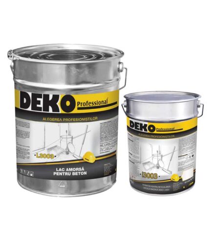 DEKO L3003 I3003 amorsa pardoseli epoxidice este un lac epoxidic fără solvent, bicomponent, incolor, reticulabil cu întăritor aminic, cu bună penetrare în suport.