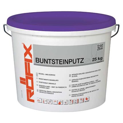 Tencuiala soclu ROFIX Buntsteinputz este o tencuială decorativă gata de utilizare cu efect MultiColor şi de curăţare. Special adecvată pentru zona de soclu.