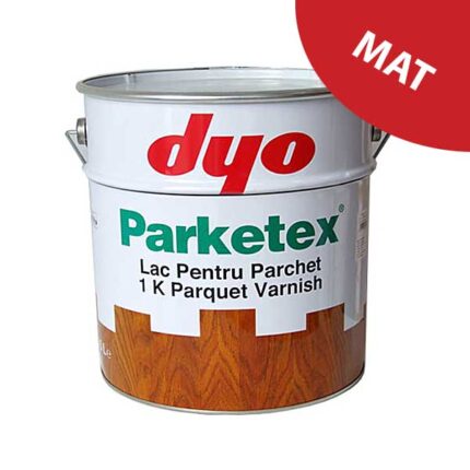 Lac parchet mat DYO Parketex este un lac pentru parchet masiv, monocomponent, pe baza de rasina alchidica cu uretan. Produsul nu contine plumb. Aspect: mat.