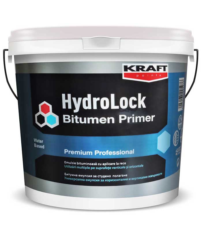 Amorsa hidroizolanta KRAFT Hydrolock Bitumen Primer este o emulsie bituminoasa pe baza de apa utilizata ca amorsa pentru hidroizolatii.