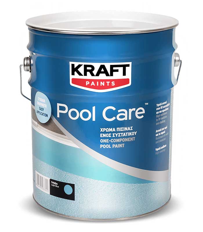 Vopsea KRAFT Pool Care este o vopsea monocomponenta mata, pe baza de solvent, care se aplica direct pe betonul din interiorul piscinelor.