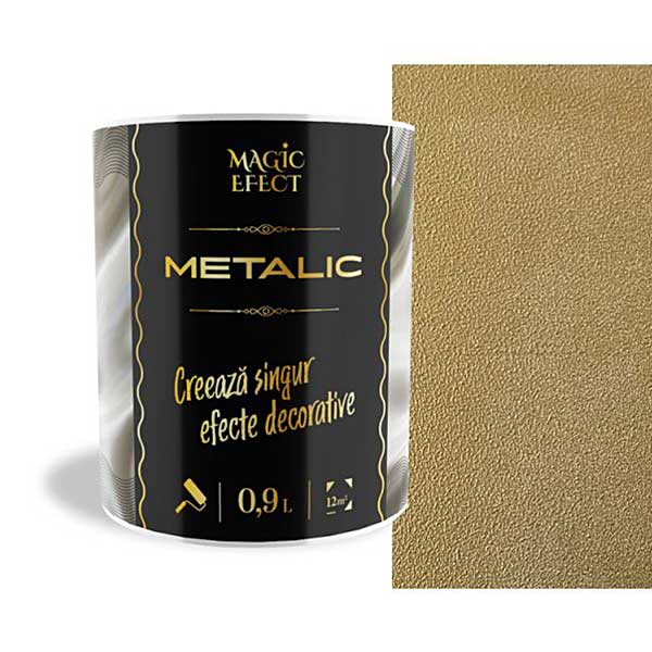 Vopsea cu efect metalic Magic Efect auriu este în tonuri metalice si oferă un aspect elegant, luminos și introduce un lux atemporal pereților.