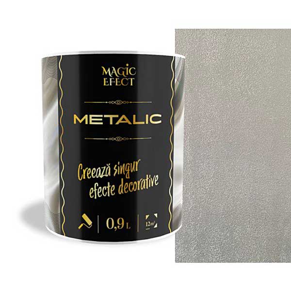 Vopsea cu efect metalic Magic Efect gri deschis este în tonuri metalice si oferă un aspect elegant, luminos și introduce un lux atemporal pereților.