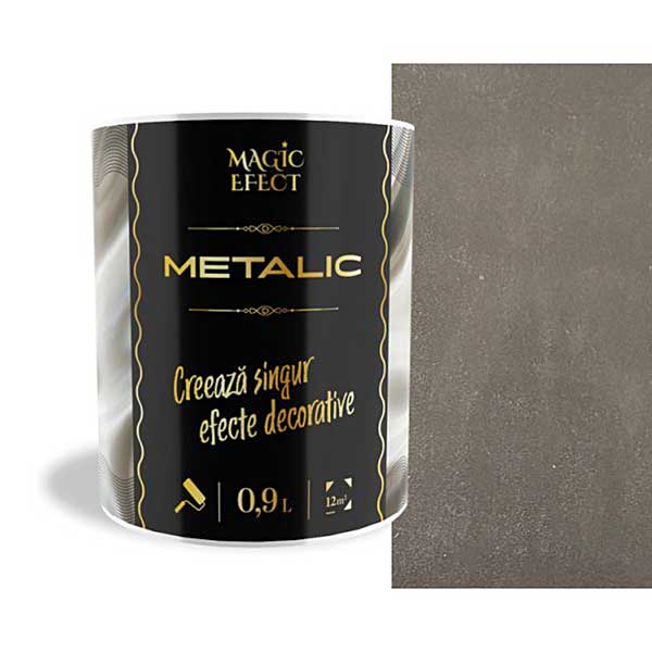 Vopsea cu efect metalic Magic Efect gri inchis este în tonuri metalice si oferă un aspect elegant, luminos și introduce un lux atemporal pereților.